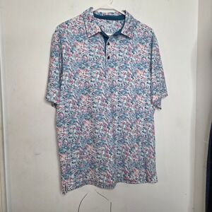 Southern Shirt Mens Performance Polo Blue Pink Abstract Camo‎ Stretch MD